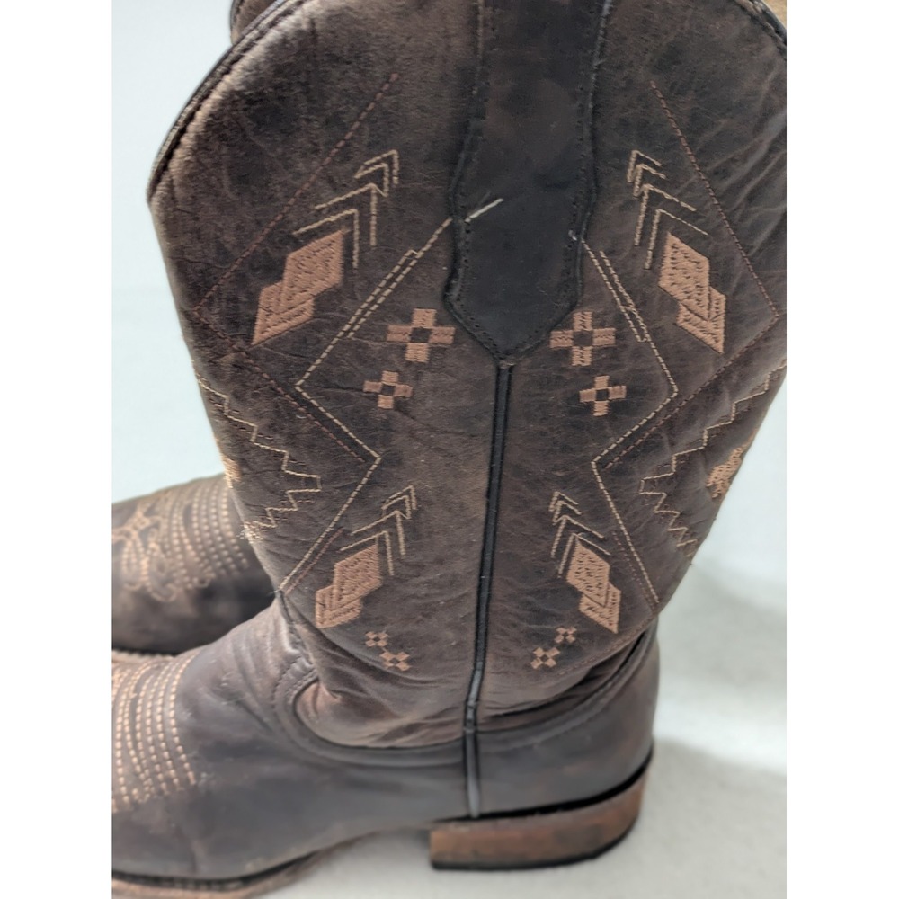 CIRCLE G by CORRAL Women's Black/Brown Distressed Arrowhead Boots Sz 8 - Picture 2 of 11